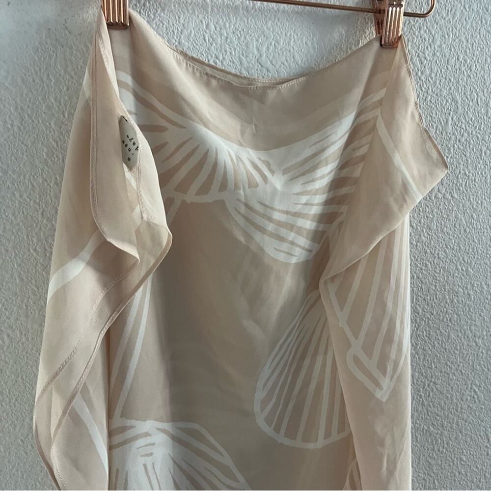 A New Day Neutral Floral Palm Frond Subtle Aloha Printed Squared Scarf